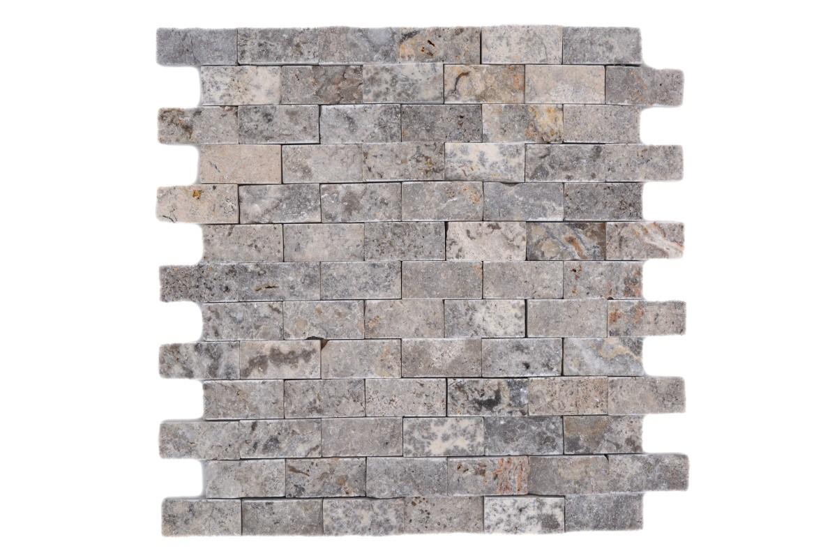 Brick Splitface Silver Travertin 3D 23x48x12 mm