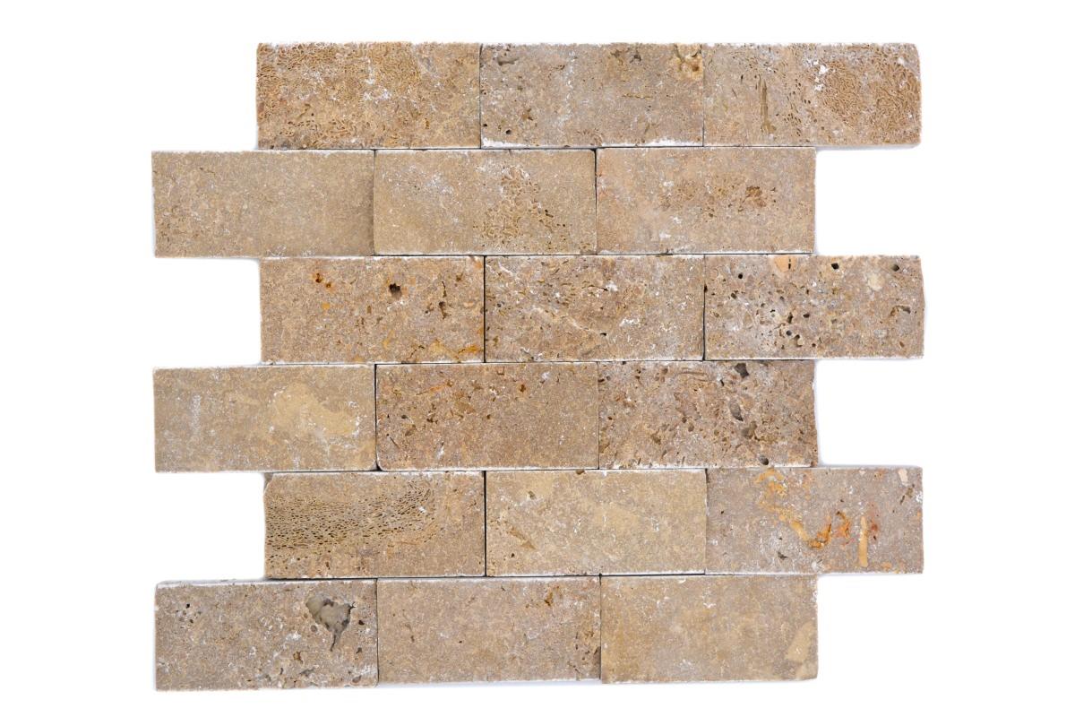 Brick Splitface Noce Travertin 3D 48x100x20 mm