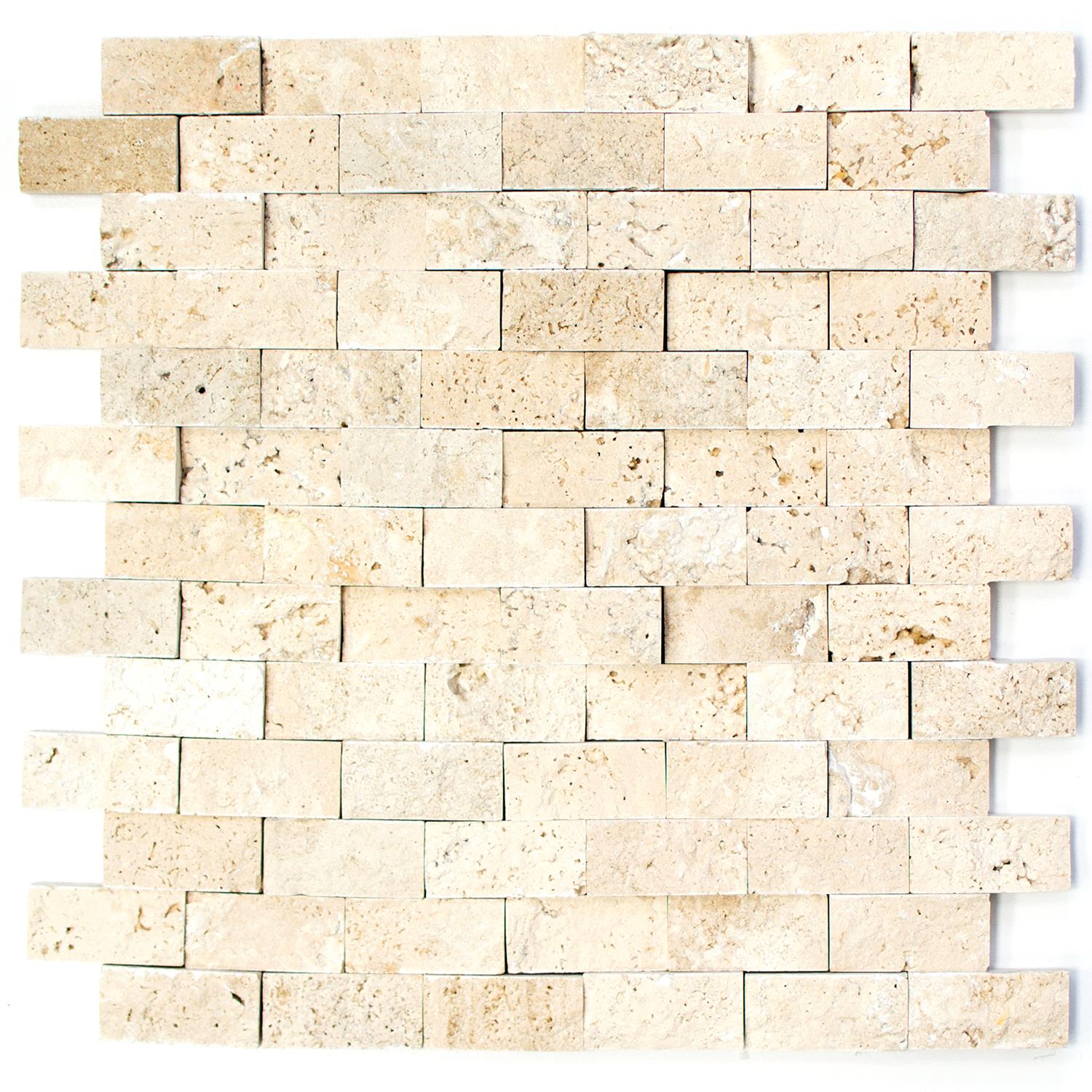 Mosaik Brick Splitface Chiaro Travertin 3D 23x48x12 mm